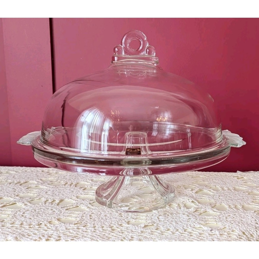 Vintage Mikasa Walther-glas Satin Rose Crystal 12" Cake Stand & Cover German